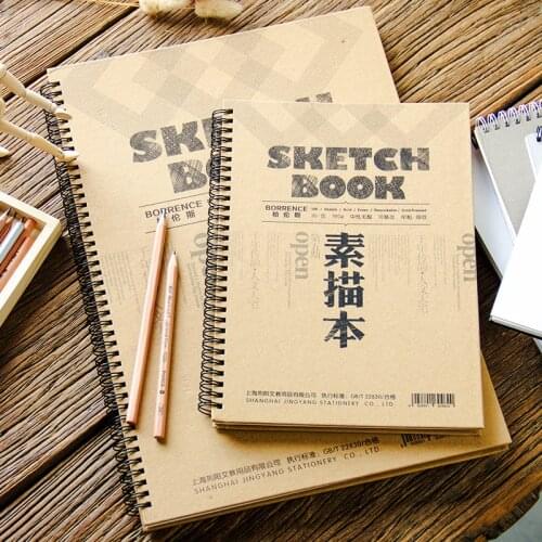 PRO Art Sketchbook Thicker Hard Kraft Cover White Paper Notebook Drawing Sketching Pad Note Book Diary Notepad Stationery