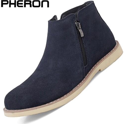 Vintage Basic Sand Color Men Suede Chelsea Boots Natural Leather Zip Pointed Toe Formal Ankle Boots Men Wood Zapatillas Hombre