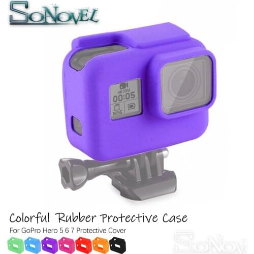 Colorful Soft Silicone Rubber Frame Protective Case Skin +Lens Cap Cover for GoPro Hero 5 6 7 Black Protective Cover Case