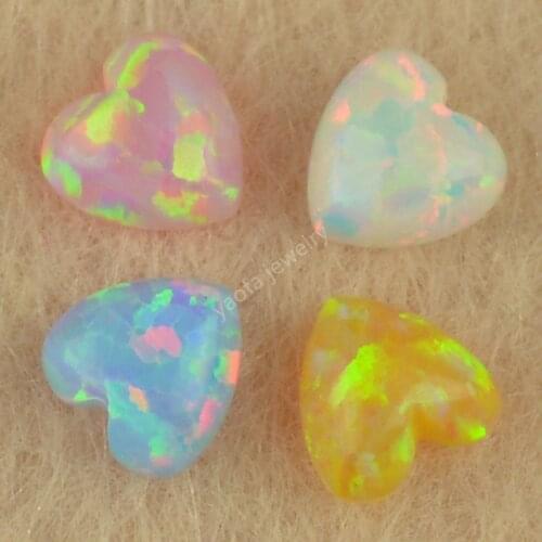 Heart shape opal stone 4mm 8mm flat cabochon loose lab created stone for jewelry making