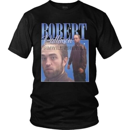 Retro Funny Robert Pattinson Standing Meme T Shirt Men Short Sleeve Soft Cotton T-shirt Print Rob Tee Tops Streetwear Tshirt