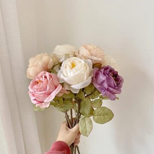 Rose Imitation Dried Flowers Burnt Edge Fake Flowers for Dining Living Room Decoration Ornaments Home Artificial Flowers Bouquet