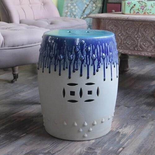 Jingdezhen hand Glazed Ceramic Drum Stool Nordic Style Simple Creative Home Furnishings Soft Decorative porcelain ceramic Stool