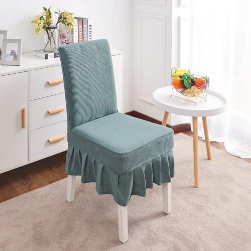 Plaid Thickened Elastic Dining Chair Seat Cover Stretch Ruffled Kitchen Cover Protector Chair Covers Spandex For Banquet