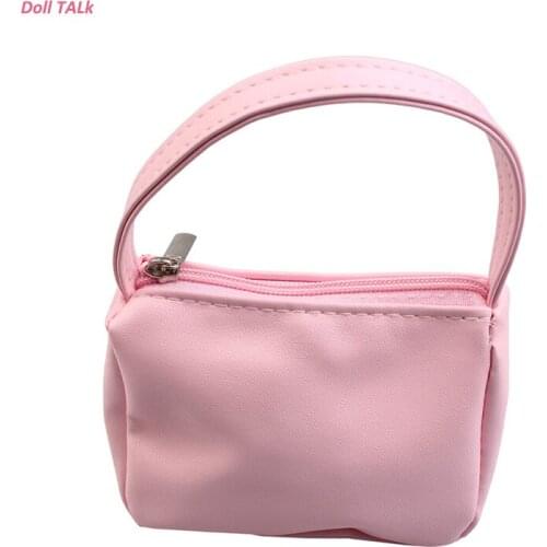 DOLL TALK Pink Color Leather Handbag Elegant High-quality Bag For 18 Inch Doll Clothes Accessories