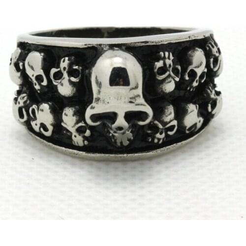 316L Stainless Steel Gothic Style Cool Biker Skull Ring Top Quality