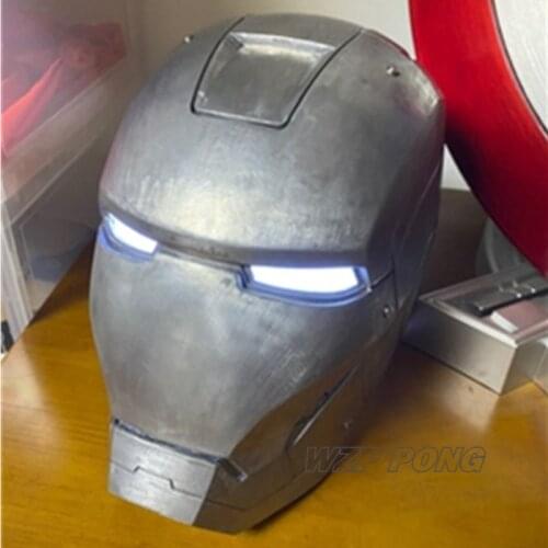 Hasbro Avengers Super Hero Iron Man MK2 Helmet Metal 1/1 LED Lights Cosplay wearable Model Action Figure Model Toy Gift