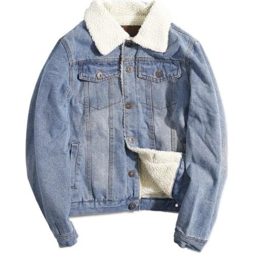 Men Jacket and Coat Trendy Warm Fleece Thick Denim Jacket 2021 Winter Fashion Mens Jean Jacket Outwear Male Cowboy Clothes 6XL