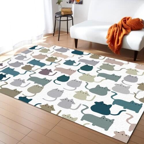 Stuffed Pattern Cat Stick Figures Carpet Bedroom Room Bedside Blanket Rug for Living Room Cloakroom Carpet Bedroom Decor