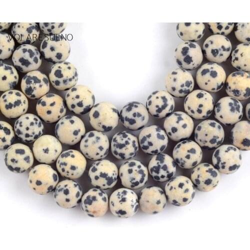 Natural Stone Dull Polish Matter Dalmation Jaspers Round Beads Spacer Loose Beads For Jewelry Making Diy Bracelet 4mm-12mm 15"