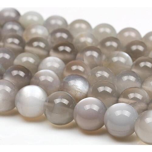Natural Round Gray Moonstone Gemstone Loose Beads 6 8 10 12 mm For Necklace Bracelet DIY Jewelry Making 15inch Strand