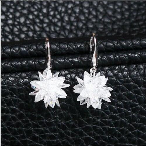 2019 NEW earrings Europe 925 silver Lucky glowing Crystals from Austrian Earrings With Charm for Women wedding jewelry
