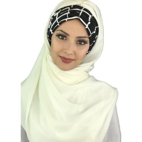 New Fashion Hijab 2021 Muslim Womans Hat Islamic Turban Bonnet Scarf Light Black White Draped Leopard Patterned Shawl