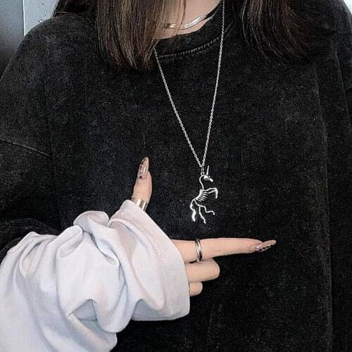 Timlee N048 Cartoon Personality Unicorn Skeleton Alloy Pendant Necklaces,Fashion Jewelry wholesale