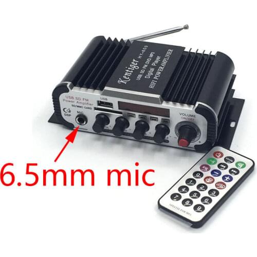 KENTIGER HY-600 With 6.5mm Mic In Port Mini Karaoke Amplifier DC 12V USB\SD MP3 Player DAC FM Radio Power Amplificador