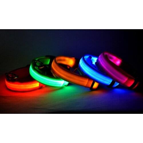 Polyester LED Pet dog Collar,Night Safety Flashing Glow In The Dark Dog Leash Dogs Luminous Fluorescent Collars Pet Supplies