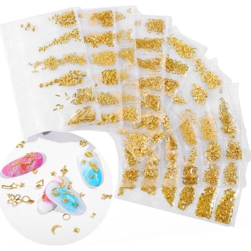 Hollow Metal Mixed Star Moon Rivet DIY Nail Art Sequins Decals Manicure Decor