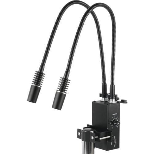 6W 6500K Dual LED Gooseneck Light Adjustable Spot Light Lamp Industrial Microscope Illuminator For Stereo Microscope