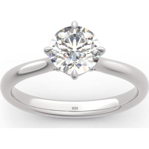 Szjinao Real 1ct Moissanite Ring For Women D Color 925 Sterling Silver 6.5mm Engagement Ring With Pink Crystal Fine Jewelery New