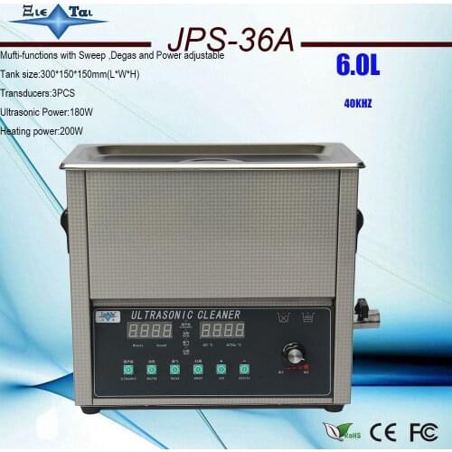 Newest smart ultrasonic cleaner JPS-36A 220v 6L Mufti-functions with Sweep ,Degas and Power adjustable for circuit baords