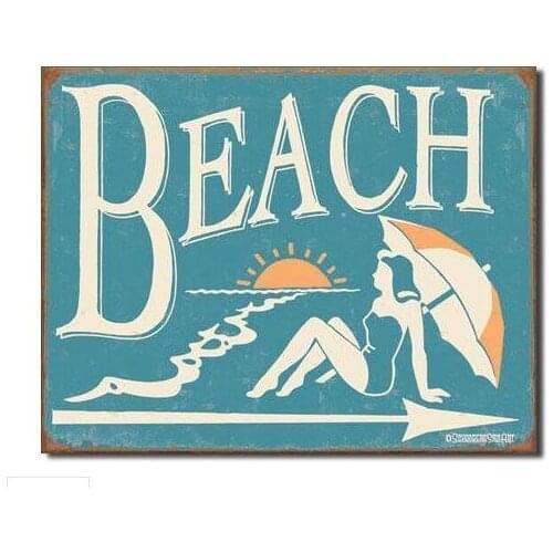 Vintage Beach Tin Sign Metal Sign Maker