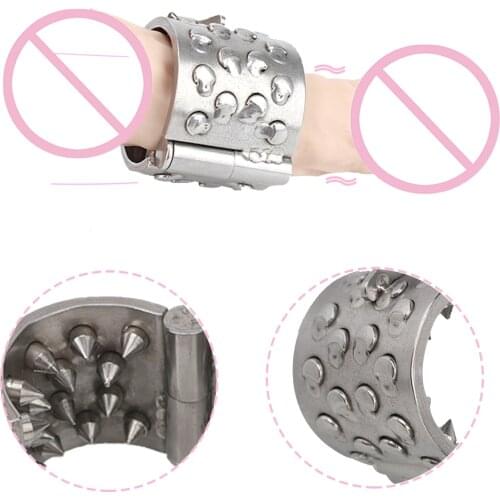 4 Rows Teeth Stainless Steel Cock Lock Penis Ring Pendant Male Chastity Scrotum Testicle ​Stimulation Lock Sex Toys For Men