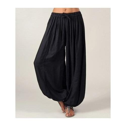 Women Leisure Cotton Linen Trousers Women Harem Pants Casual Long Pant Solid Color Loose Baggy Pants