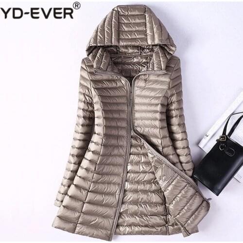 Winter Ultralight Duck Down Jackets Women Plus Size Long Down Doat Female Hooded Puffer Jacket Portable Waterproof Padded Parkas