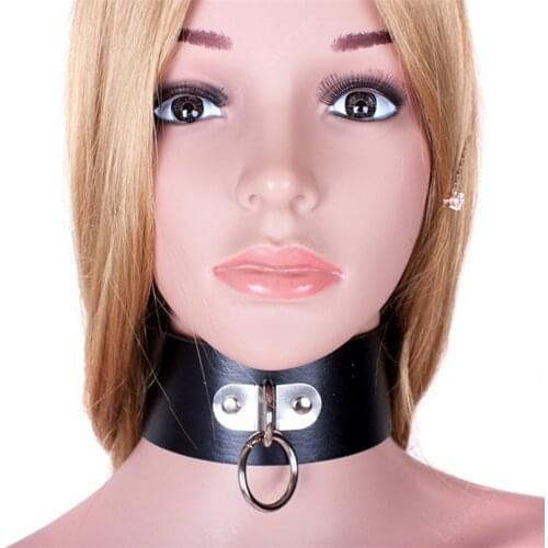 Bondage Sex Collar Adjustable PU Leather Collar With Metal BDSM Black Salve Fantasy Kinky Bondage Fetish Sexy Collars for Women