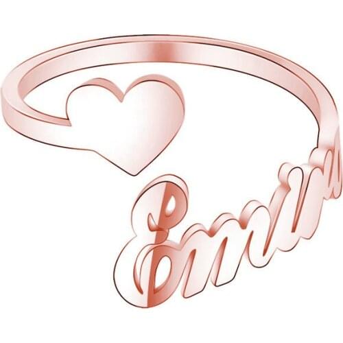 Personalized Heart Custom Name Rings For Women Rose Gold Silver Color Stainless Steel Female Engagement Wedding Ring Jewelry