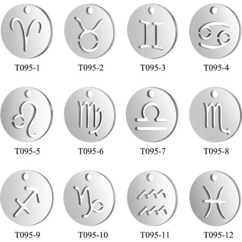 10Pcs Titanium steel Zodiac Floating Charms Never Fade Gemini Aries Libra Taurus Twelve Constellation Pendant for Jewelry Making