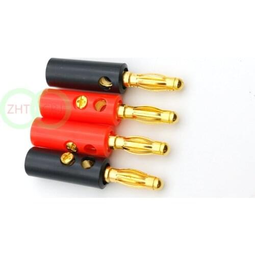 1000PCS gold plated 4mm banana plug Black And Red Connector