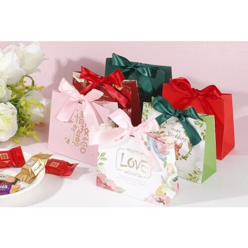 20pcs Wedding Candy Box with ribbon candy packaging boxes wedding souvenirs Birthday Party Christmas Baby shower favors gift box