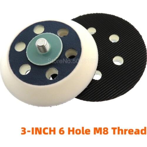 3-INCH 6 Hole M8 Thread Disc 75MM Backup Sanding Pad Sander Backing Hook And Loop For Power Tools Accessories Abrasive