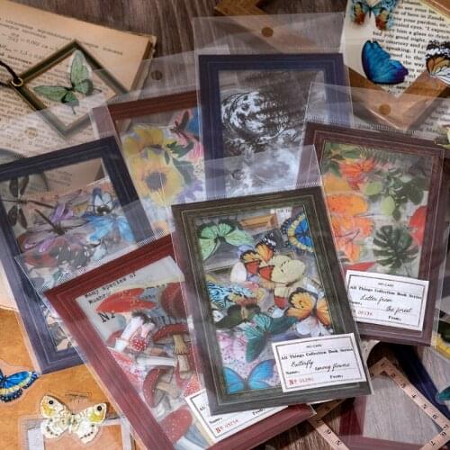 45 pcs Retro Plant Mushroom Butterfly Moon Phase PET Waterproof Deco Stickers Cellphone Shell DIY Bullet Journaling Accessories