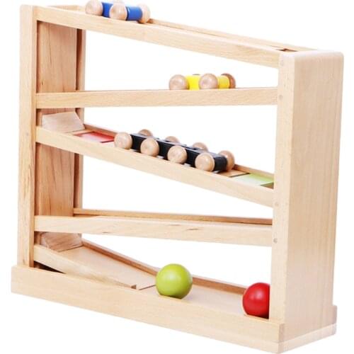 5 Layers Wooden Children Car Ramp Racer Race Ramp Toy 3 Cars Gift for Kids