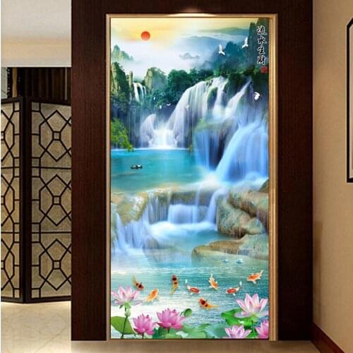 Large size DIY 5d Diamond Painting Waterfall landscape Full square Diamond Embroidery Mosaic china fengshui Fortune home decor