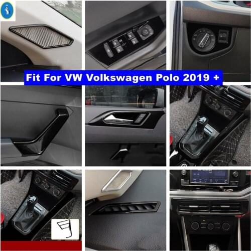 Car Accessories Dashboard / Middle Air AC / Lift Button / Air AC / Gear Box Cover Trim For VW Volkswagen Polo 2019 - 2021 Black