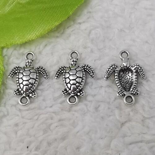 Free Ship 240 Pcs Antique silver Tortoise Sea Turtle connectors 21x14mm