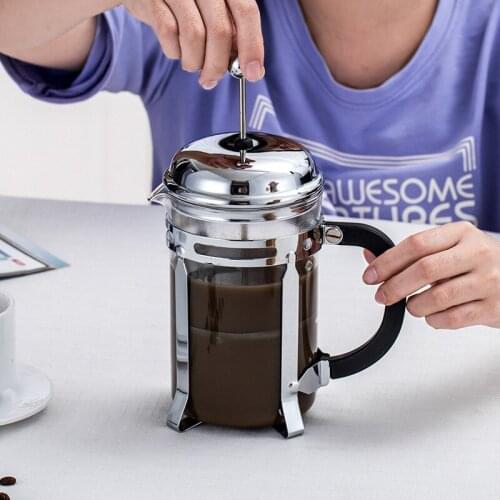 Free shipping French press pot hand brewing coffee pot stainless steel filter cup tea maker glass heat resistant coffee pot