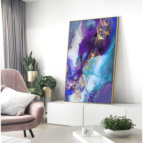Big Purple Poster Print Large Wall Art Abstract Purple Dream Night Painting Tableaux for Living Room HD Cuadros Salon Decoracion