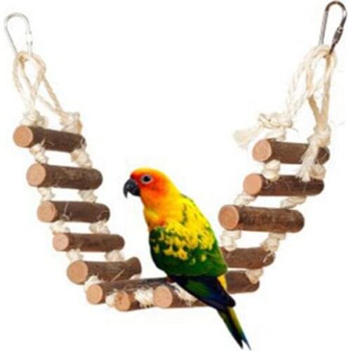 Parrot Logs With Leather Rotary Stairs Climbing Ladder Cloud Ladder Nibble Toy Parrot Mouse Toy Bridge Ladder Hamster Bird