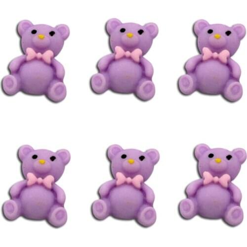 30Pcs Lovely Purple Animal Bear Resin Decoration Crafts Beads Flatback Cabochon Scrapbook DIY Embellishments Accessories