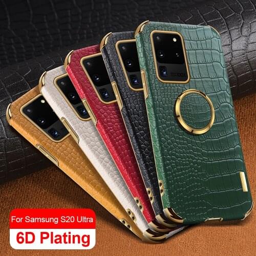 Crocodile Leather Case On For Samsung Galaxy S20 Ultra Plus FE Holder Cover For Samsung S21 Ultra Plus S21+ S20+ Phone Case