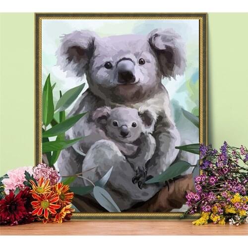 CraftArtGo Painting By Numbers Koalas On Canvas HandPainted Gift Picture By Number Waterfall Kits Home Decoration