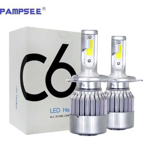 PAMPSEE 1pairs Auto Car H8 H3 H11 H7 H4 H1 LED Headlights 6000K Cool white 72W 7600LM COB Bulbs Diodes Automobiles Parts Lamp