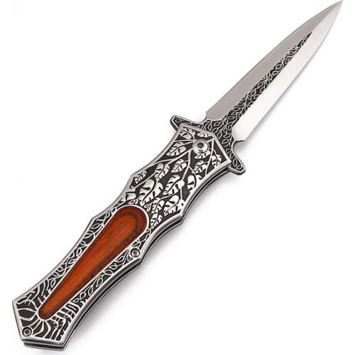 Damascus Folding Pocket Knife Wood Handle Tactical Knives Outdoor Survival Combat Knives Camping Hunting EDC Tool