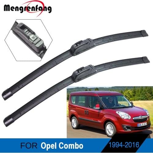 For Opel Combo B C D 1994-2016 Car Front Windscreen Wiper Soft Rubber Frameless Wiper Blades Accessories 2 Pieces