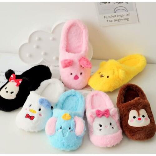 Disney cartoon pooh bear cute indoor warm cotton slippers home non-slip thick bottom home shoes autumn and winter soft bottom