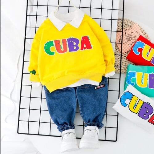 New Kid Boy Letter Jeans Clothes Set For Boy Girl Clothing Set New Baby Boys Spring Autumn Kid Clothes 1 2 3 4 Year